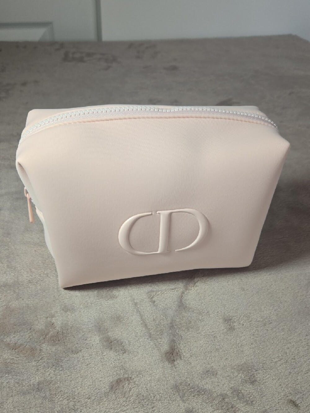 Christian Dior Pink CD Logo Cosmetic / Makeup Pouch White Zip